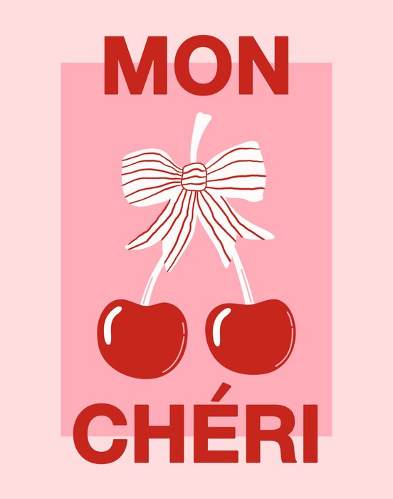 Mon chéri cherry bows retro style