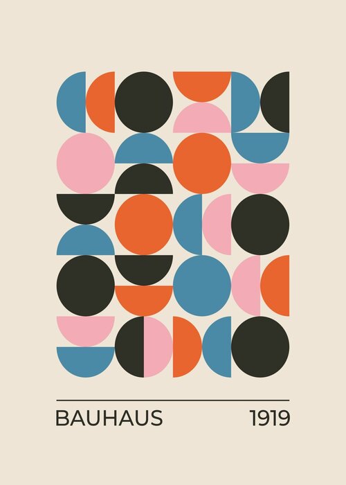 Geometric forms circles and semicircles in bauhaus style