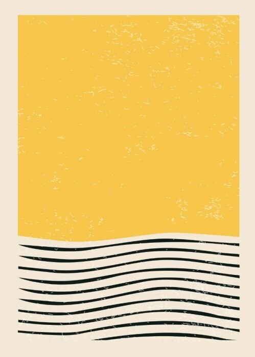 Bauhaus-inspired geometric composition with lines and yellow background