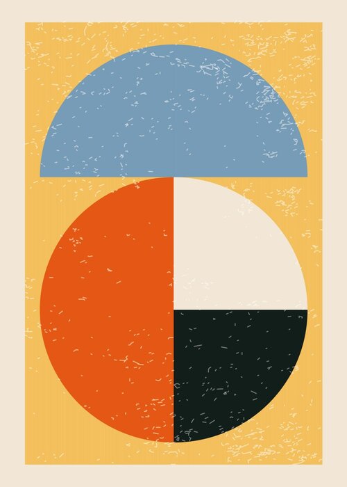 Bauhaus-inspired geometric abstraction with textured background