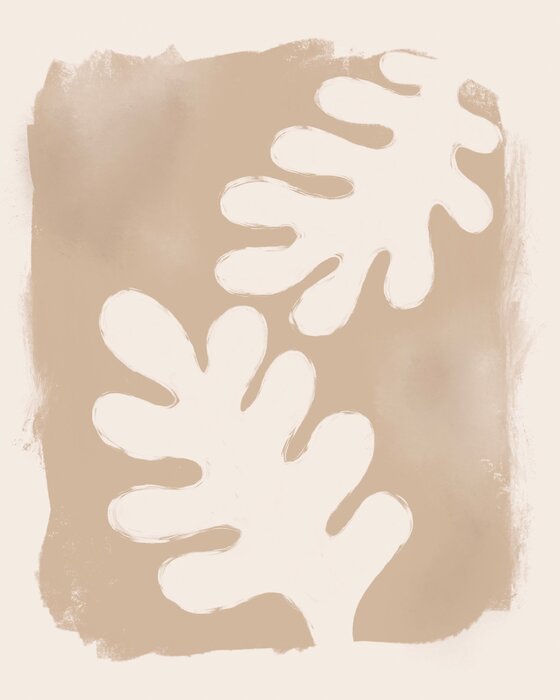 Leaves on a beige background in watercolor style