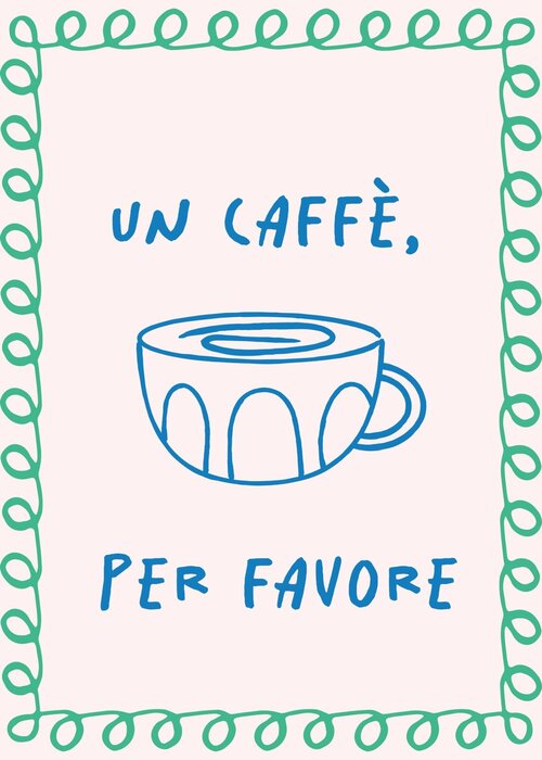 Modern graphic with coffee and italian quote