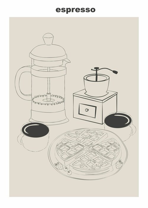 Espresso coffee minimalist illustration