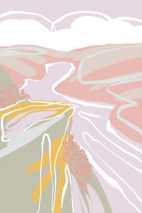 Abstract landscape in pastel colors