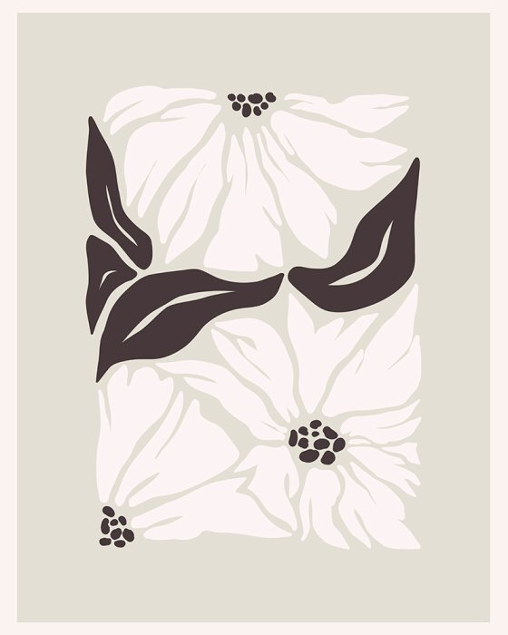 Abstract white flowers botanical pattern