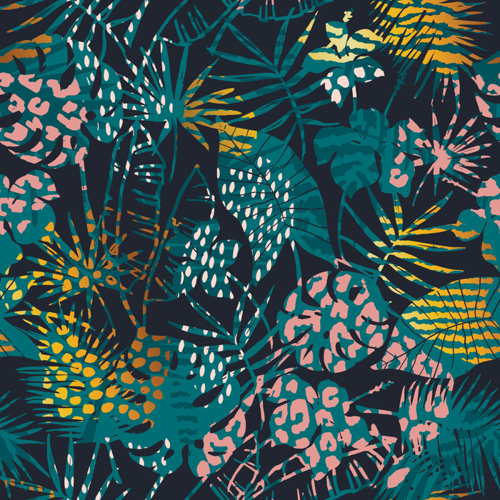 Poster Tropische bladeren met een gevlekt patroon.