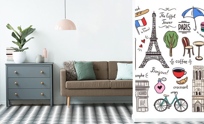 Sticker Paris Hand gezeichnete Illustration. Frankreich Icons und Objekte.  nach Maß 