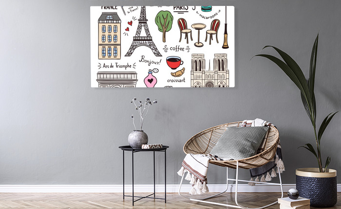Bild Paris Hand gezeichnete Illustration. Frankreich Icons und Objekte.  nach Maß 