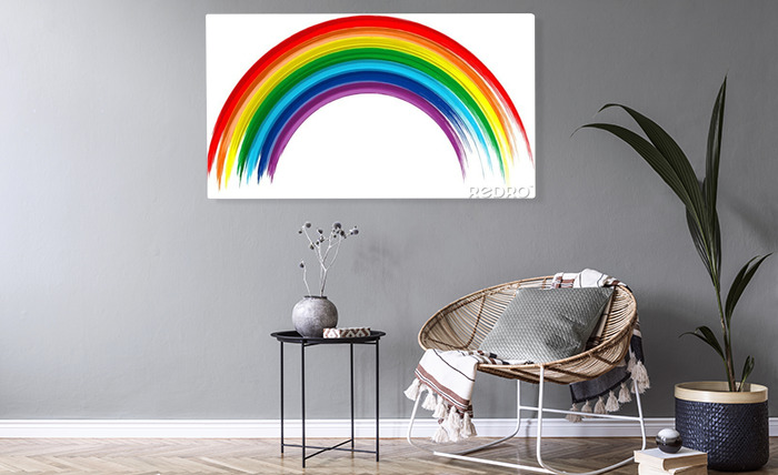 Bild auf nach weißem wie Hintergrund Regenbogen Maß gemalt