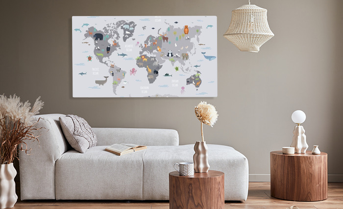 Weltkarte mit Kontinenten und Ozeanen