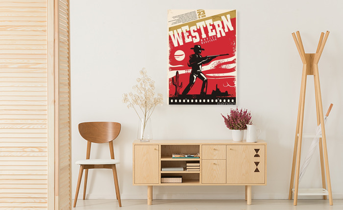 Bild Western movies marathon retro poster design layout. Cinema festival.  nach Maß 