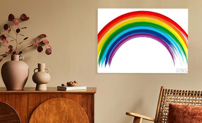 Bild Regenbogen auf weißem gemalt wie nach Hintergrund Maß