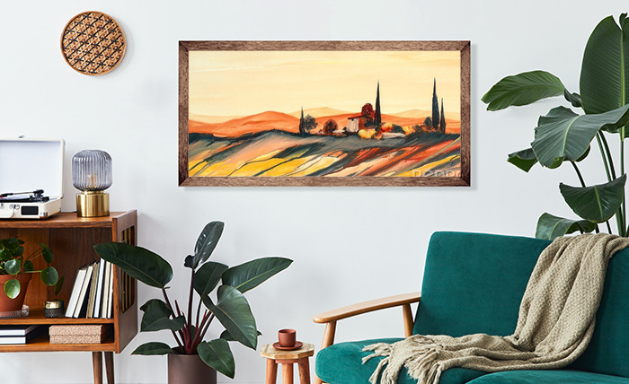 Landschaft Toskana Poster mit gemalt Farben nach der Maß
