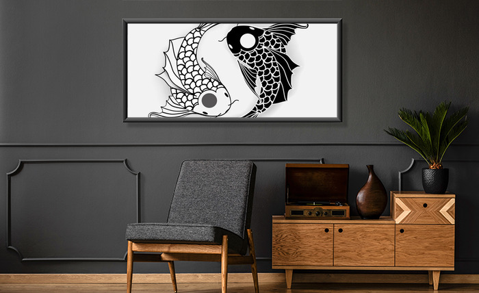 Poster Yin-Yang-Symbol des Koi Karpfens Maß nach