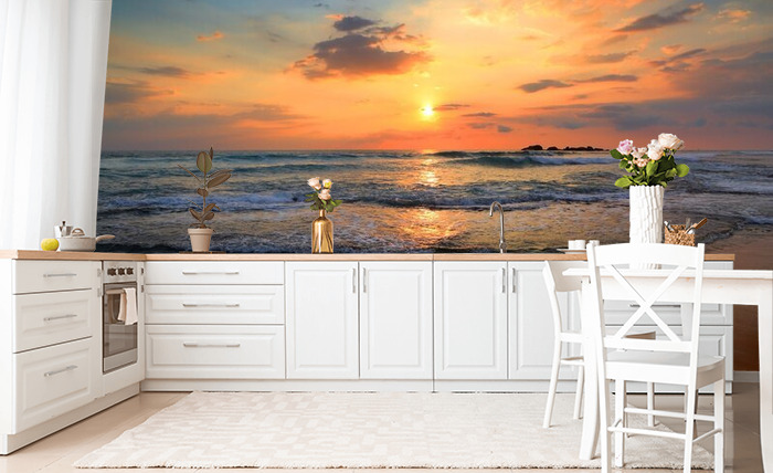 paysage de coucher de soleil sur la plage