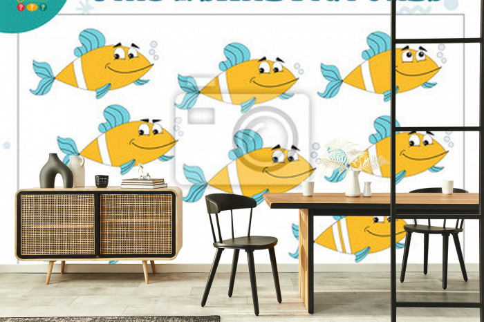 Fototapeta Find two same pictures kids game vector illustration na