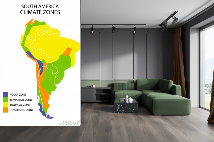 Naklejka South America climate zones map, vector geographic